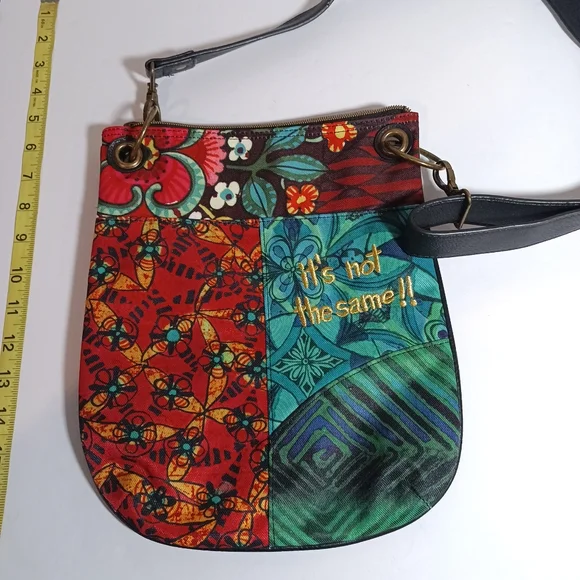 Desigual Bandolera Paulina Woven Cross Body Bag Mix Pattern - Picture 9 of 9